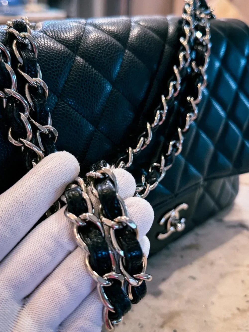 CHANEL Classic Jumbo Single Flap Black Caviar